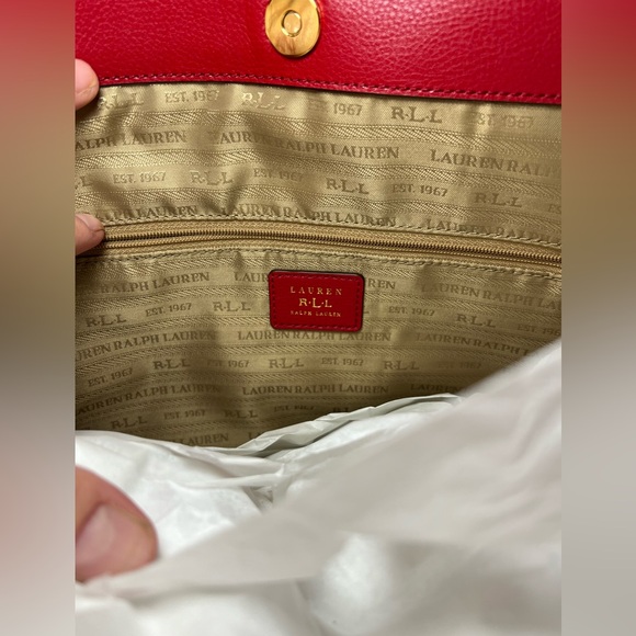 RALPH LAUREN-NEW ❤️ Red Leather Agdon Tote Shoulder bag. - Picture 9 of 10